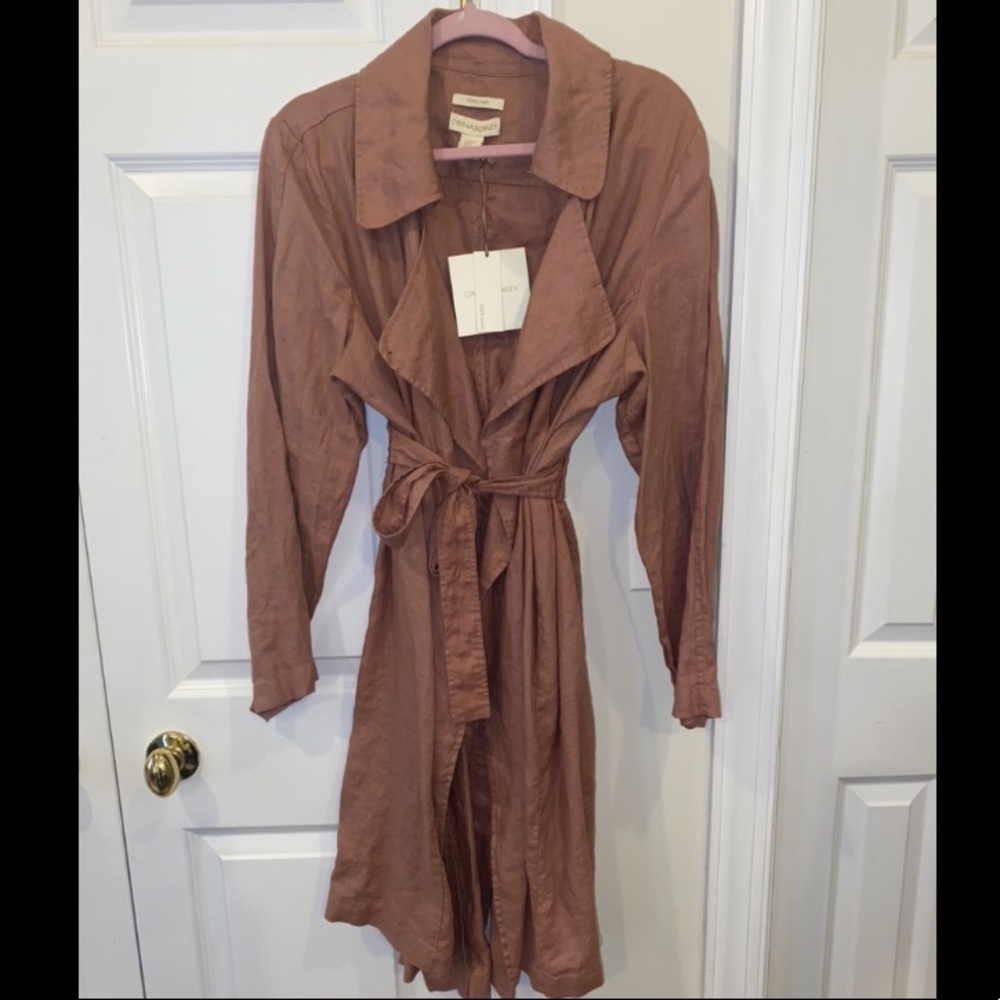 Cynthia Rowley Linen Trench Coat Mauve Size XL